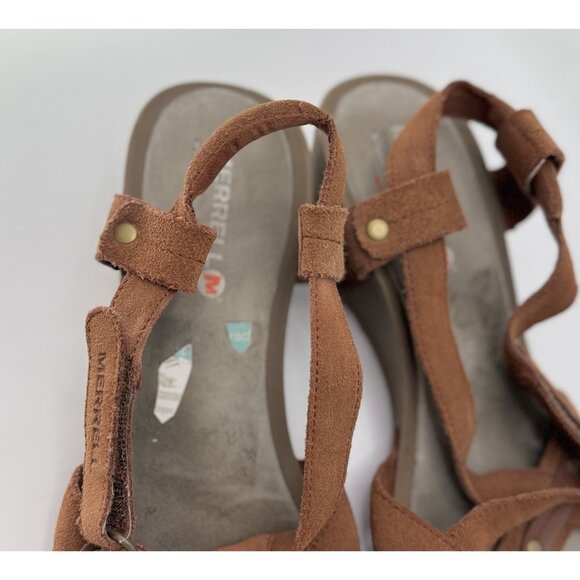 Merrell Women’s "Tortoise Shell" Leather Slight Wedge Slingback Sandal Sz 9/40 - Picture 11 of 13